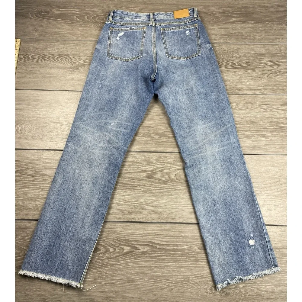 Avec Les Filles‎ Women's Light Wash Distressed Button Fly Jeans Blue Size 27